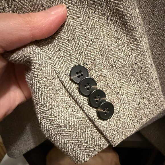 H&M Double-breasted blazer - Greige/Herringbone-patterned - Size Large - Picture 7 of 12